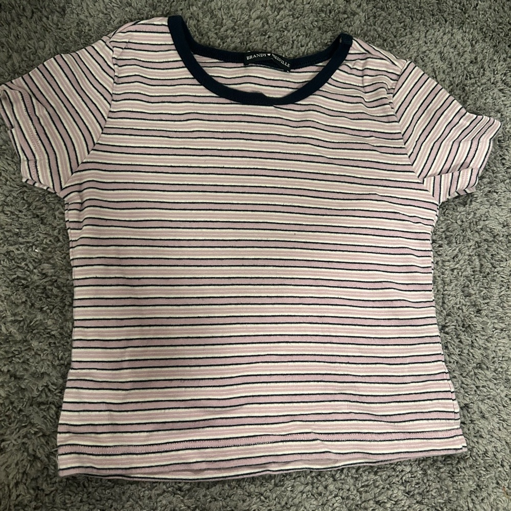 Brandy Melville Blue, White, Pink, Striped crop top